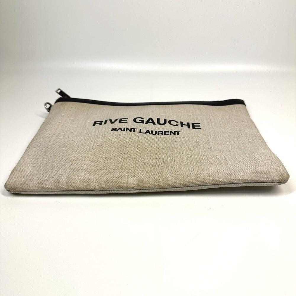 Saint Laurent Paris Clutch Bag 565722 Coated Canvas, Leather Gray Pouch Rive Gauche Mens