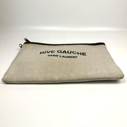 Saint Laurent Paris Clutch Bag 565722 Coated Canvas, Leather Gray Pouch Rive Gauche Mens