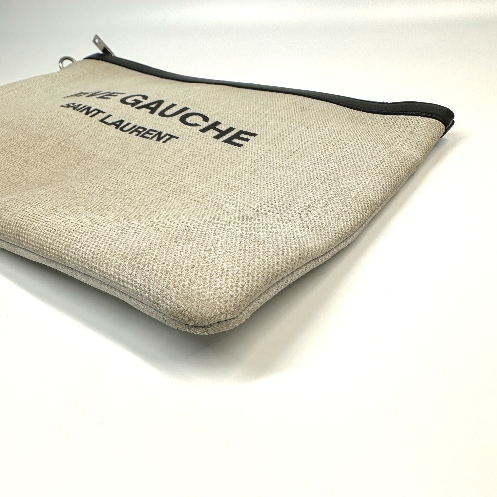 Saint Laurent Paris Clutch Bag 565722 Coated Canvas, Leather Gray Pouch Rive Gauche Mens