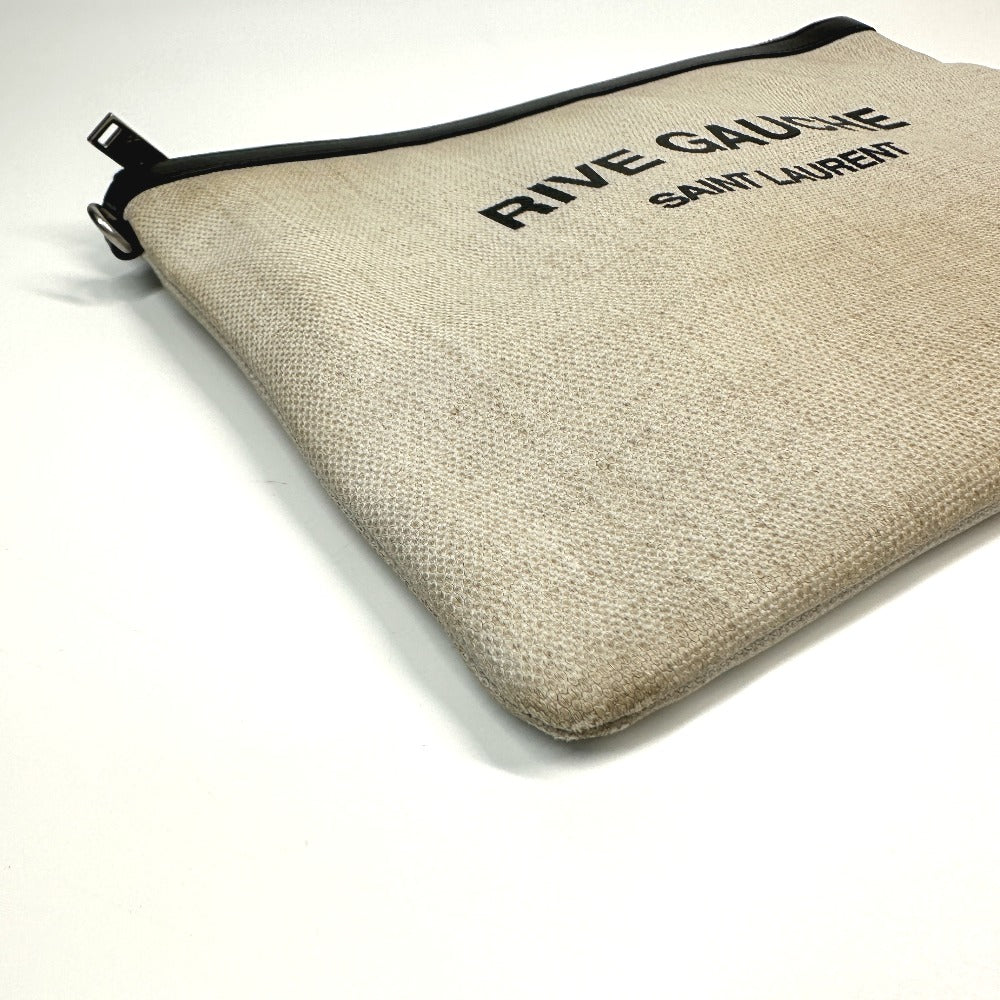 Saint Laurent Paris Clutch Bag 565722 Coated Canvas, Leather Gray Pouch Rive Gauche Mens