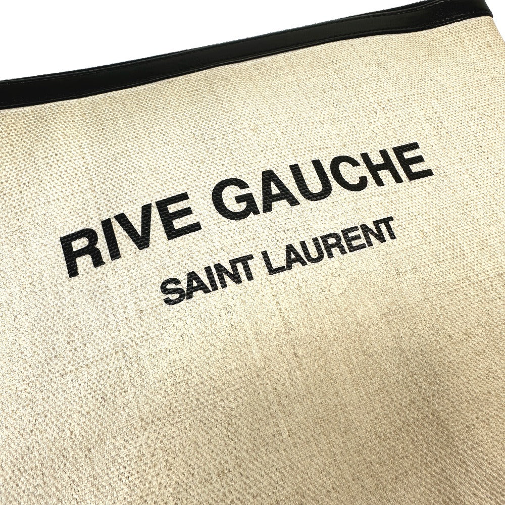 Saint Laurent Paris Clutch Bag 565722 Coated Canvas, Leather Gray Pouch Rive Gauche Mens