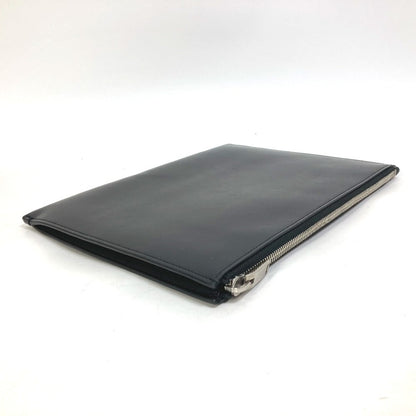 Saint Laurent Paris Clutch Bag 397295 Leather Black Pouch Logo Patch Mens