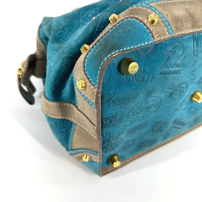 Loewe Boston Duffel Bag Leather / Suede Blue 160Th Anniversary Women