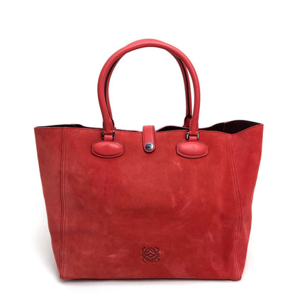 Loewe Tote Bag Suede Red Logo Leo Women