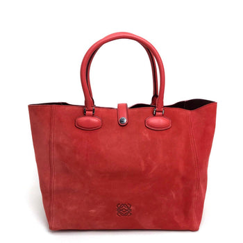 Loewe Tote Bag Suede Red Logo Leo Women