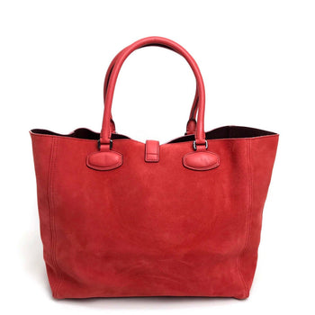 Loewe Tote Bag Suede Red Logo Leo Women