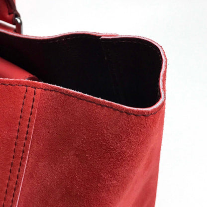 Loewe Tote Bag Suede Red Logo Leo Women