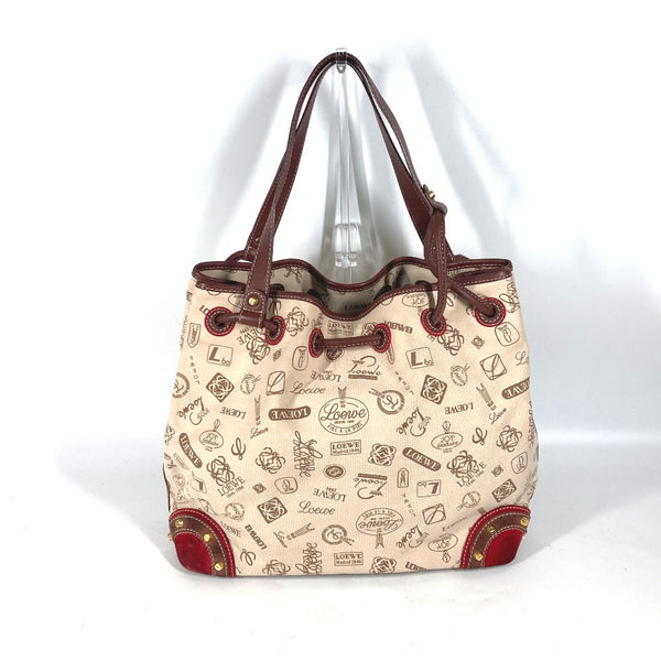 Loewe Shoulder Bag Canvas / Leather Beige 160Th Anniversary Logo Anagram Drawstring Bag Women