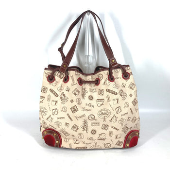 Loewe Shoulder Bag Canvas / Leather Beige 160Th Anniversary Logo Anagram Drawstring Bag Women