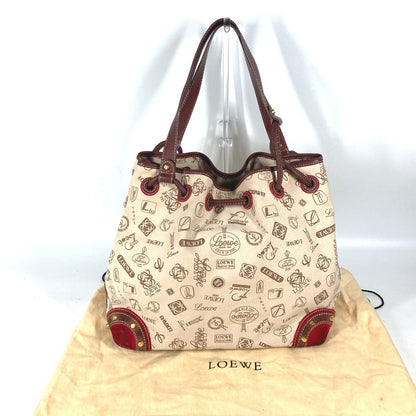 Loewe Shoulder Bag Canvas / Leather Beige 160Th Anniversary Logo Anagram Drawstring Bag Women