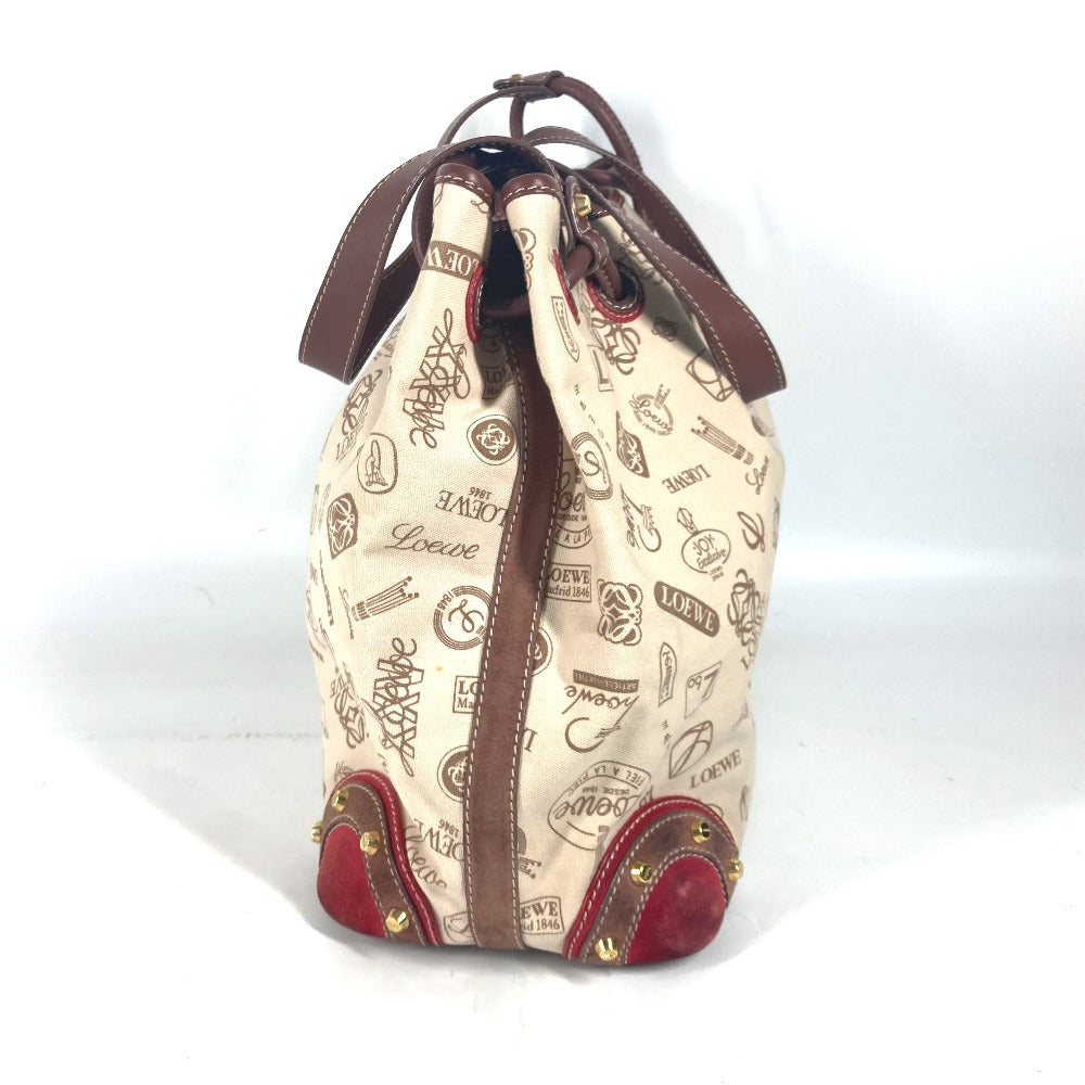 Loewe Shoulder Bag Canvas / Leather Beige 160Th Anniversary Logo Anagram Drawstring Bag Women