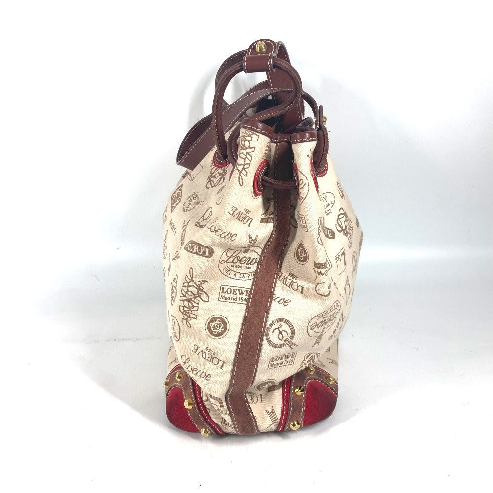 Loewe Shoulder Bag Canvas / Leather Beige 160Th Anniversary Logo Anagram Drawstring Bag Women
