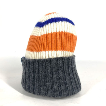 Loewe Knit Hat Wool Orange Anagram Logo Border Women