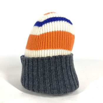 Loewe Knit Hat Wool Orange Anagram Logo Border Women