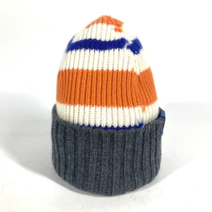 Loewe Knit Hat Wool Orange Anagram Logo Border Women