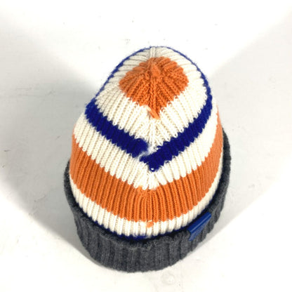 Loewe Knit Hat Wool Orange Anagram Logo Border Women