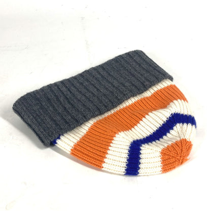 Loewe Knit Hat Wool Orange Anagram Logo Border Women