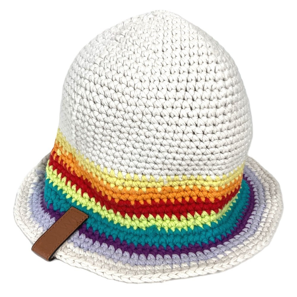 Loewe Hat Cotton Multicolor Knit Rainbow Logo Women