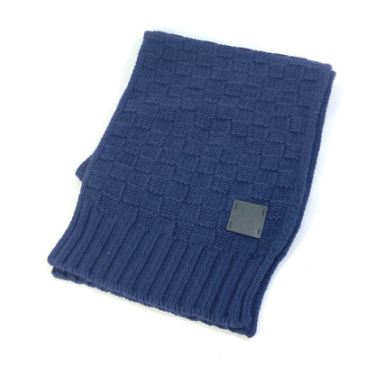 Louis Vuitton Scarf M70169 Cashmere Navy Damier Escharp Helsinki Mens