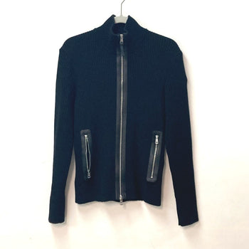Moncler Jacket Wool, Leather Black Long Sleeve Apparel Tops Outerwear Mid Weight Mens R
