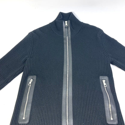Moncler Jacket Wool, Leather Black Long Sleeve Apparel Tops Outerwear Mid Weight Mens R
