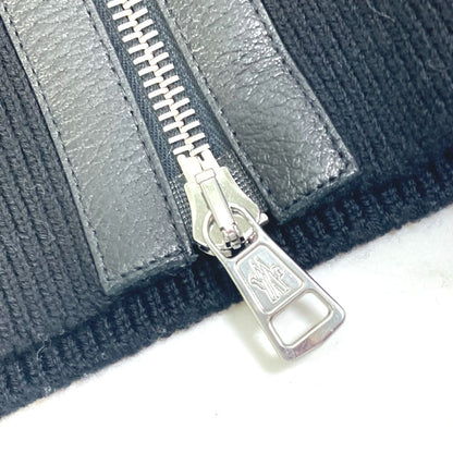 Moncler Jacket Wool, Leather Black Long Sleeve Apparel Tops Outerwear Mid Weight Mens R