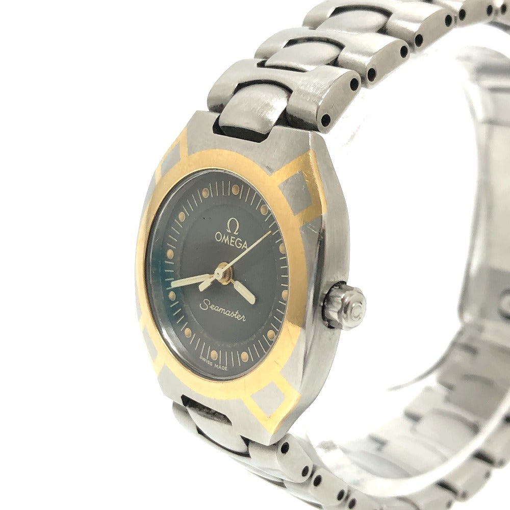 Omega Watches Quartz Stainless Steel Silver Seamaster Polaris Black Dial Women