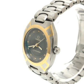 Omega Watches Quartz Stainless Steel Silver Seamaster Polaris Black Dial Women