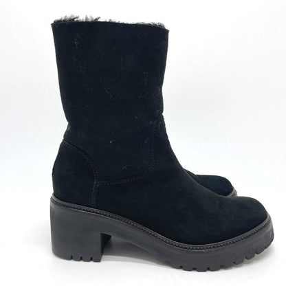 Moncler Boots Suede Black Mokomoko Mouton Women 36