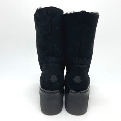Moncler Boots Suede Black Mokomoko Mouton Women 36