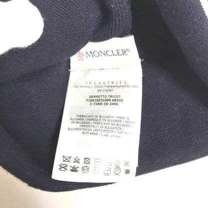 Moncler Knit Hat Wool Navy Logo Women