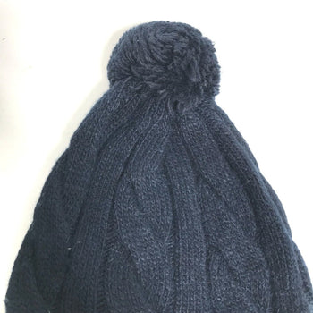 Moncler Knit Hat Wool , Acetate , Alpaca Navy Pom Pom Logo Women
