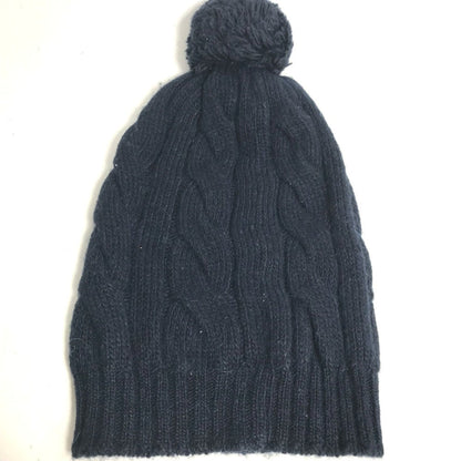 Moncler Knit Hat Wool , Acetate , Alpaca Navy Pom Pom Logo Women