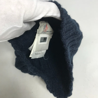 Moncler Knit Hat Wool , Acetate , Alpaca Navy Pom Pom Logo Women
