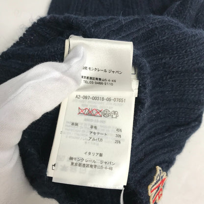 Moncler Knit Hat Wool , Acetate , Alpaca Navy Pom Pom Logo Women