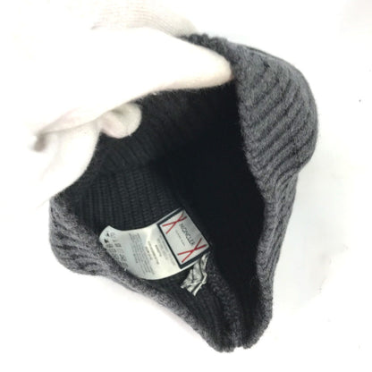 Moncler Knit Hat Wool Gray Gamme Bleu Logo Mens