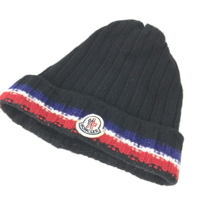 Moncler Knit Hat Wool Black Logo Women