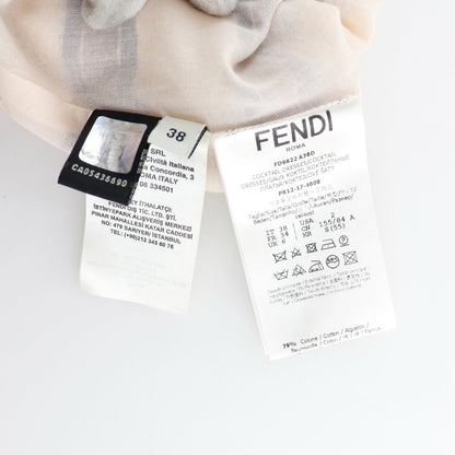 Fendi One Piece Fd9622 A38D Polyester, Polyurethane Beige Cocktail Dress Women 36