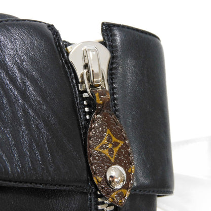 Louis Vuitton Boots 1A9C0F Lamb Leather X Calf Leather Noir 39 Lv Circle Ribbon Ankle Black Gold