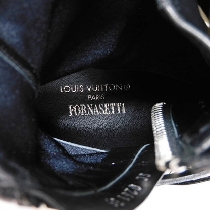 Louis Vuitton Boots 1A9C0F Lamb Leather X Calf Leather Noir 39 Lv Circle Ribbon Ankle Black Gold