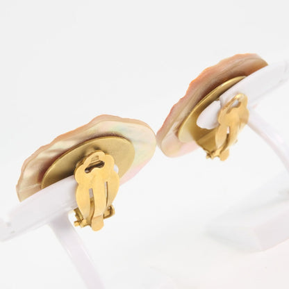 Chanel Earring Shell, Plated Gold Beige Coco Mark Women