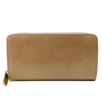 Louis Vuitton Long Wallet Purse M91470 Patent Leather Beige Vernis Zippy Wallet Women