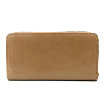 Louis Vuitton Long Wallet Purse M91470 Patent Leather Beige Vernis Zippy Wallet Women