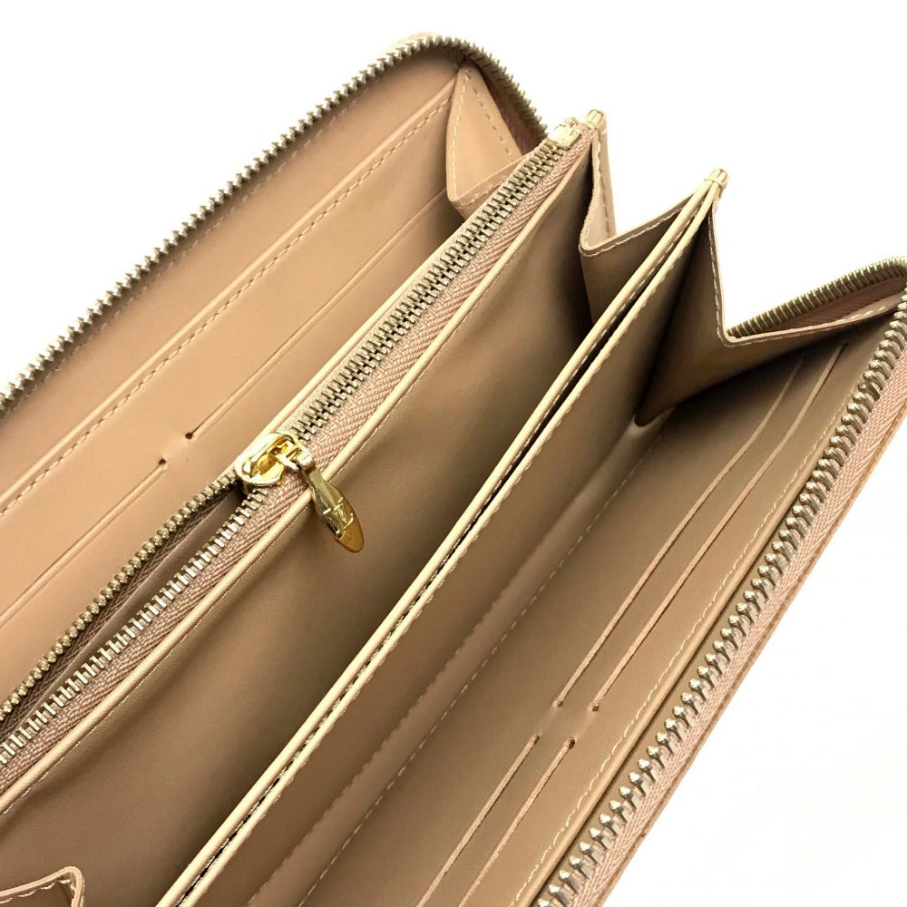 Louis Vuitton Long Wallet Purse M91470 Patent Leather Beige Vernis Zippy Wallet Women