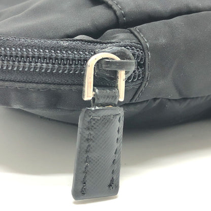 Prada Clutch Bag Nylon Black Triangular Plate Women