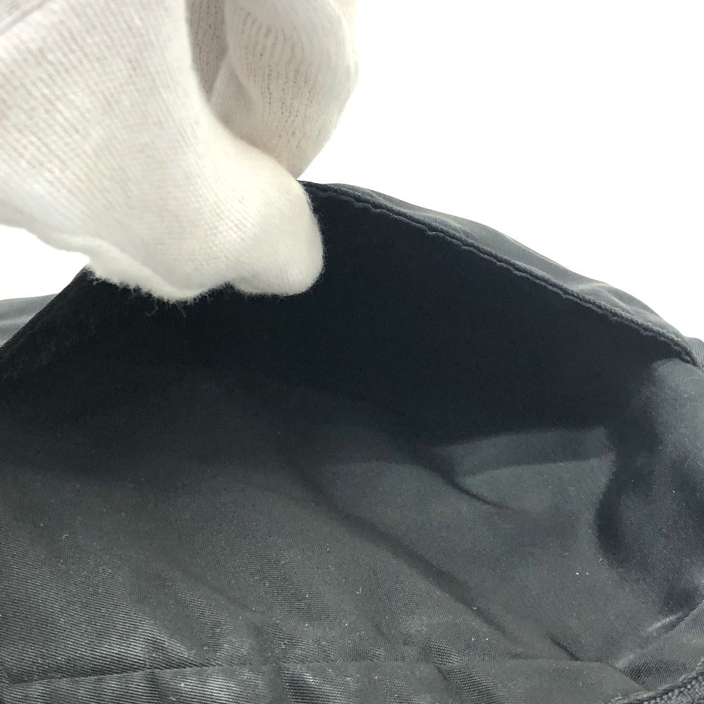 Prada Clutch Bag Nylon Black Triangular Plate Women