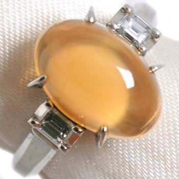 Jewelry Ring Pt900Platinum, Mexican Opal, Diamond Orange Women 10.5 Issue