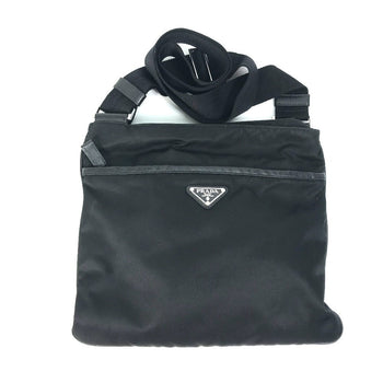 Prada Shoulder Bag 2Vh053 Nylon / Leather Black Bag Triangle Logo Mens