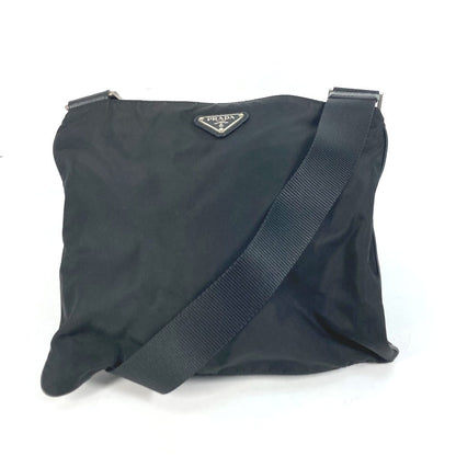 Prada Shoulder Bag Nylon Black Crossbody Pochette Bag Triangle Logo Plate Women Secondhand