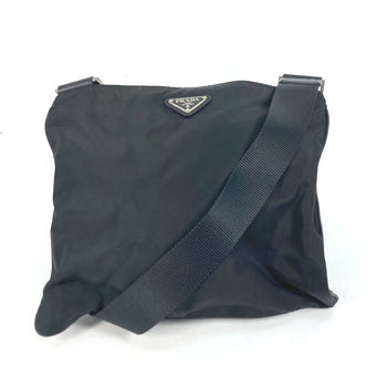 Prada Shoulder Bag Nylon Black Crossbody Pochette Bag Triangle Logo Plate Women Secondhand